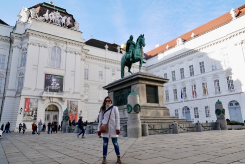 In front of the State Hall of the Austrian National Library at the Hofburg Palace while on the walking tour